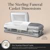 Overnight Caskets - Sterling Steel Funeral Casket Silver with White Interior - Premium 18 Gauge Steel - Fully Appointed Adult Casket - Coffin Featuring Plush Velvet Interior with Pillow/Throw Set view 3