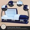 Overnight Caskets - Sterling Steel Funeral Casket Cobalt Blue with Blue Interior - Premium 18 Gauge Steel - Fully Appointed Adult Casket - Coffin Featuring Plush Velvet Interior with Pillow/Throw Set view 2