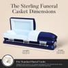 Overnight Caskets - Sterling Steel Funeral Casket Cobalt Blue with Blue Interior - Premium 18 Gauge Steel - Fully Appointed Adult Casket - Coffin Featuring Plush Velvet Interior with Pillow/Throw Set view 3