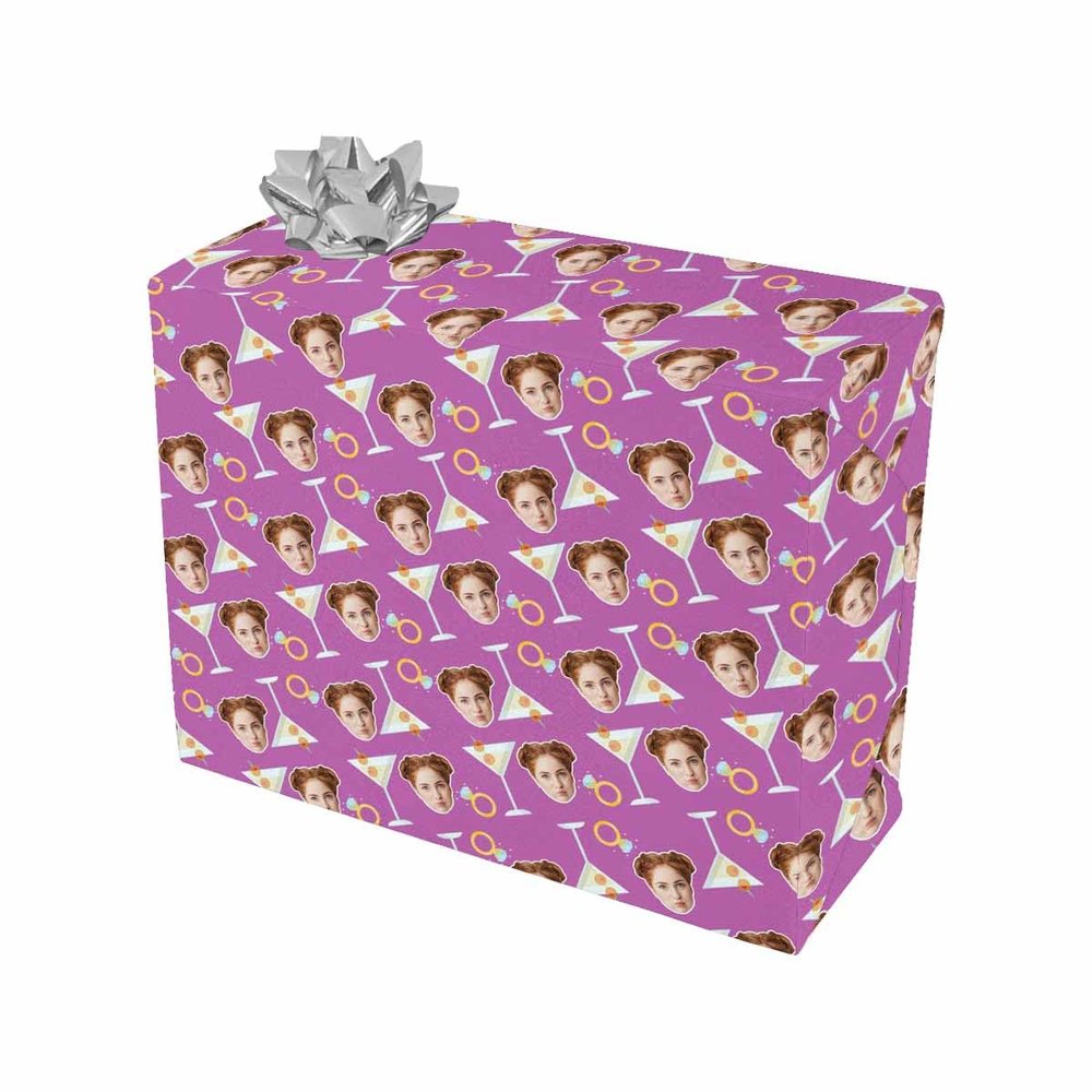 Custom Photo Face Wrapping Paper Roll, Personalized Gift Wrapping Paper for Women Men Boys Girls, Customized Funny Wrap Paper Roll for Birthday Christmas Party 58 x 23 Inches 1 Roll