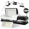 Overnight Caskets - Sterling Steel Funeral Casket Black with White Interior - Premium 18 Gauge Steel - Fully Appointed Adult Casket - Coffin Featuring Plush Velvet Interior with Pillow/Throw Set view 1