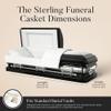 Overnight Caskets - Sterling Steel Funeral Casket Black with White Interior - Premium 18 Gauge Steel - Fully Appointed Adult Casket - Coffin Featuring Plush Velvet Interior with Pillow/Throw Set view 3