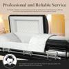 Overnight Caskets - Sterling Steel Funeral Casket Black with White Interior - Premium 18 Gauge Steel - Fully Appointed Adult Casket - Coffin Featuring Plush Velvet Interior with Pillow/Throw Set view 4