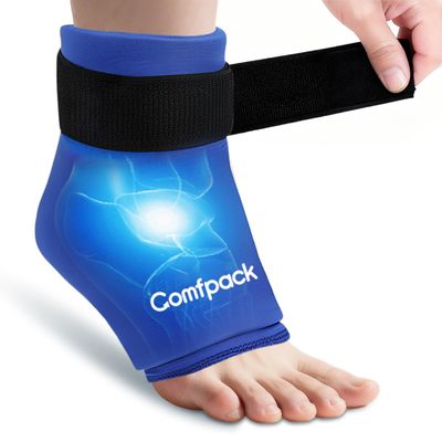 Comfpack Ankle Ice Pack Wrap for Plantar Fasciitis, Swelling,Reusable Ankle Brace Ice Pack, Flexible Hot Cold Therapy Ice Sock for Achilles Tendonitis, Sprain, Surgery, Heel Pain