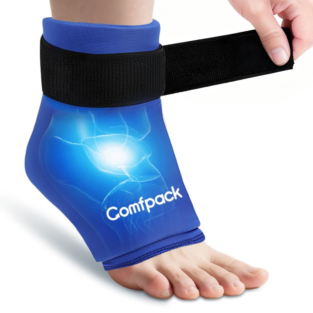 Comfpack Ankle Ice Pack Wrap for Plantar Fasciitis, Swelling,Reusable Ankle Brace Ice Pack, Flexible Hot Cold Therapy Ice Sock for Achilles Tendonitis, Sprain, Surgery, Heel Pain