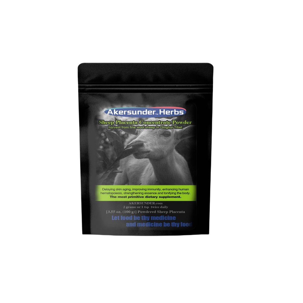 Akersunder Qinghai-Tibet Plateau Sheep Ovine Placenta Extract Concentrate Freeze-Dried Powder 100 Grams, Goat Embryo Essence. Certified Organic