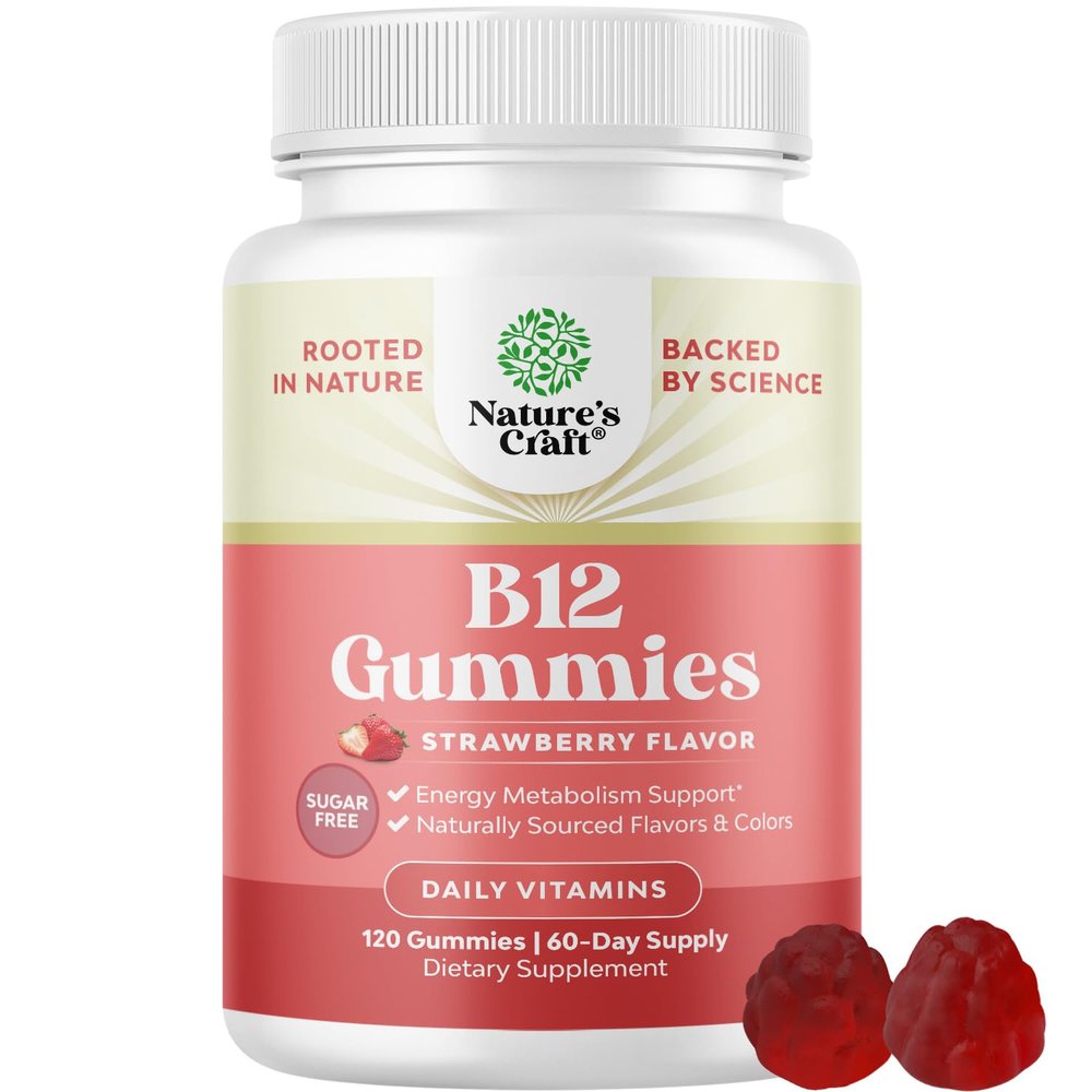 Vitamin B12 Gummies for Adults - Sugar Free Vitamin B12 1000 mcg Chewable Gums for Energy & Mood Support Immune & Nerves Health - Kosher Non-GMO & Gluten Free Supplement for Women & Men - 120 Count