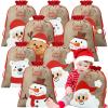 Hosuly 8 Pcs Large Christmas Drawstring Bags Burlap Santa Gift Bags Reusable 15 x 20 Inch Xmas Snowman Cloth Treat Bag for Treat Goodie Wrapping Christmas Holiday Party Favors Supplies(Lovely Style) view 1