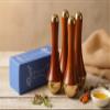 WITSOUL Double Cup kansa Wand face,Foot and Eye Massager/Unique Design - 2 in 1 Kansa/Two Different Sizes with Teak Wood Handle 1pcs view 2