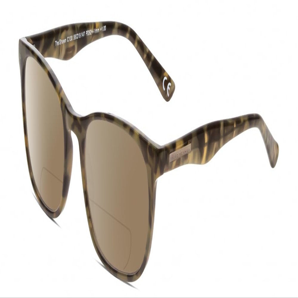 Calabria Shawn Polarized BiFocal Reading Sunglass +1.75 Green Marble Amber Brown Women Designer Bi-Focal Sun Glasses Readers