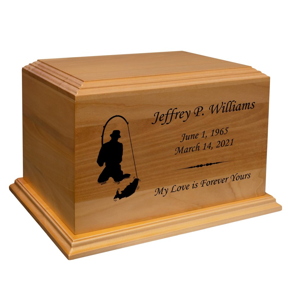 Mainely Urns Fisherman Diplomat Solid Cherry Hardwood Cremation Urn - Solid Wood Urn for Ashes - Made in The U.S.A. - 210 Cubic Inch Capacity