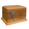 Mainely Urns Rose Applique Diplomat Solid Cherry Hardwood Cremation Urn - Solid Wood Urn for Ashes - Made in The U.S.A. - 210 Cubic Inch Capacity view 1
