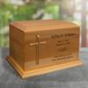 Mainely Urns Cross Applique Diplomat Solid Cherry Hardwood Cremation Urn - Solid Wood Urn for Ashes - Made in The U.S.A. - 210 Cubic Inch Capacity view 4