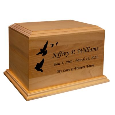 Mainely Urns Ascending Doves Diplomat Solid Cherry Hardwood Cremation Urn - Solid Wood Urn for Ashes - Made in The U.S.A. - 210 Cubic Inch Capacity