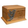 Mainely Urns Doves Applique Diplomat Solid Cherry Hardwood Cremation Urn - Solid Wood Urn for Ashes - Made in The U.S.A. - 210 Cubic Inch Capacity view 1