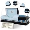 Overnight Caskets The Prayer Metal Funeral Casket with White Crepe Interior - 20 Gauge Steel - Fully Appointed Adult Casket - Coffin Featuring Crepe Interior Lining with Pillow and Throw Set view 1