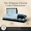 Overnight Caskets The Prayer Metal Funeral Casket with White Crepe Interior - 20 Gauge Steel - Fully Appointed Adult Casket - Coffin Featuring Crepe Interior Lining with Pillow and Throw Set view 3
