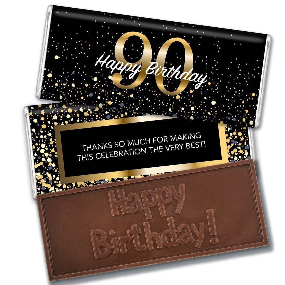 12 Pcs 90th Birthday Candy Party Favors in Bulk Wrapped Belgian Chocolate Bars