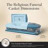 Overnight Caskets Praying Hands Metal Funeral Casket with Blue Velvet Interior - 18 Gauge Steel - Fully Appointed Adult Casket - Coffin Featuring Velvet Interior Lining with Pillow and Throw Set view 3
