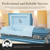 Overnight Caskets Praying Hands Metal Funeral Casket with Blue Velvet Interior - 18 Gauge Steel - Fully Appointed Adult Casket - Coffin Featuring Velvet Interior Lining with Pillow and Throw Set view 4