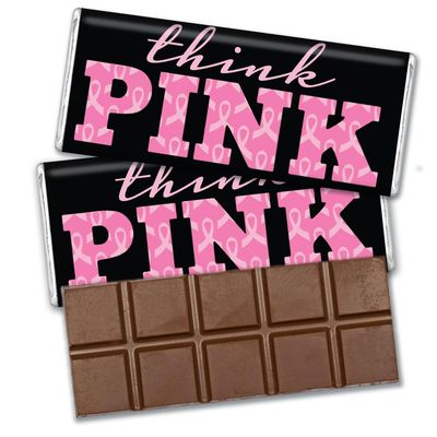 12 Pcs Breast Cancer Awareness Candy Gifts in Bulk Wrapped Belgian Chocolate Bars - Think Pink