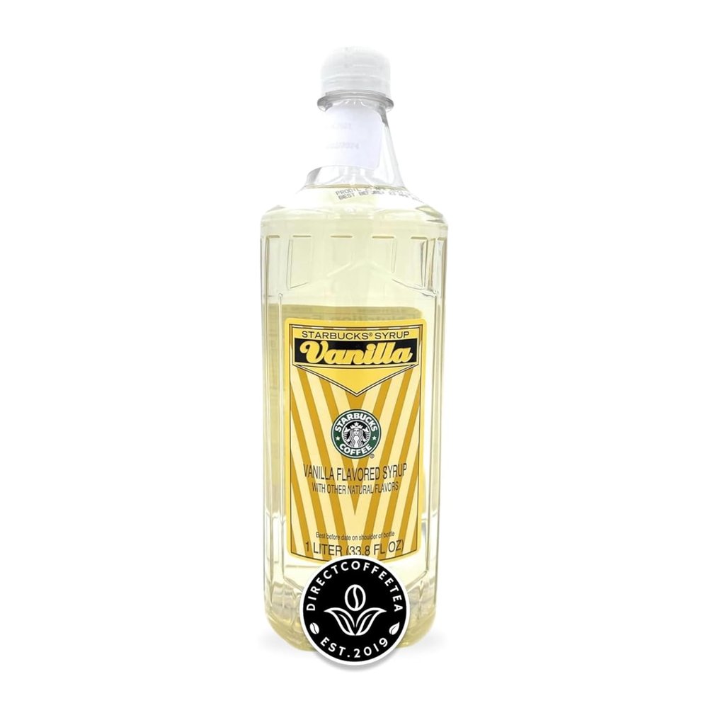 Vanilla Syrup Bundle Authentic 1 Liter Bottle for Coffee, Lattes & Desserts with Direct Coffee Tea Est 2019 Sticker