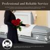 Overnight Caskets Spartan Collection Funeral Casket Silver with White Interior - 20 Gauge Steel - Fully Appointed Adult Casket - Coffin Featuring a Crepe Interior Lining with Pillow and Throw Set view 4