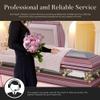 Overnight Caskets Briar Rose Metal Funeral Casket with Pink Velvet Interior - Premium 18-Gauge Steel - Fully Appointed Adult Casket - Coffin Featuring a Velvet Interior Lining w/Pillow & Throw Set view 4