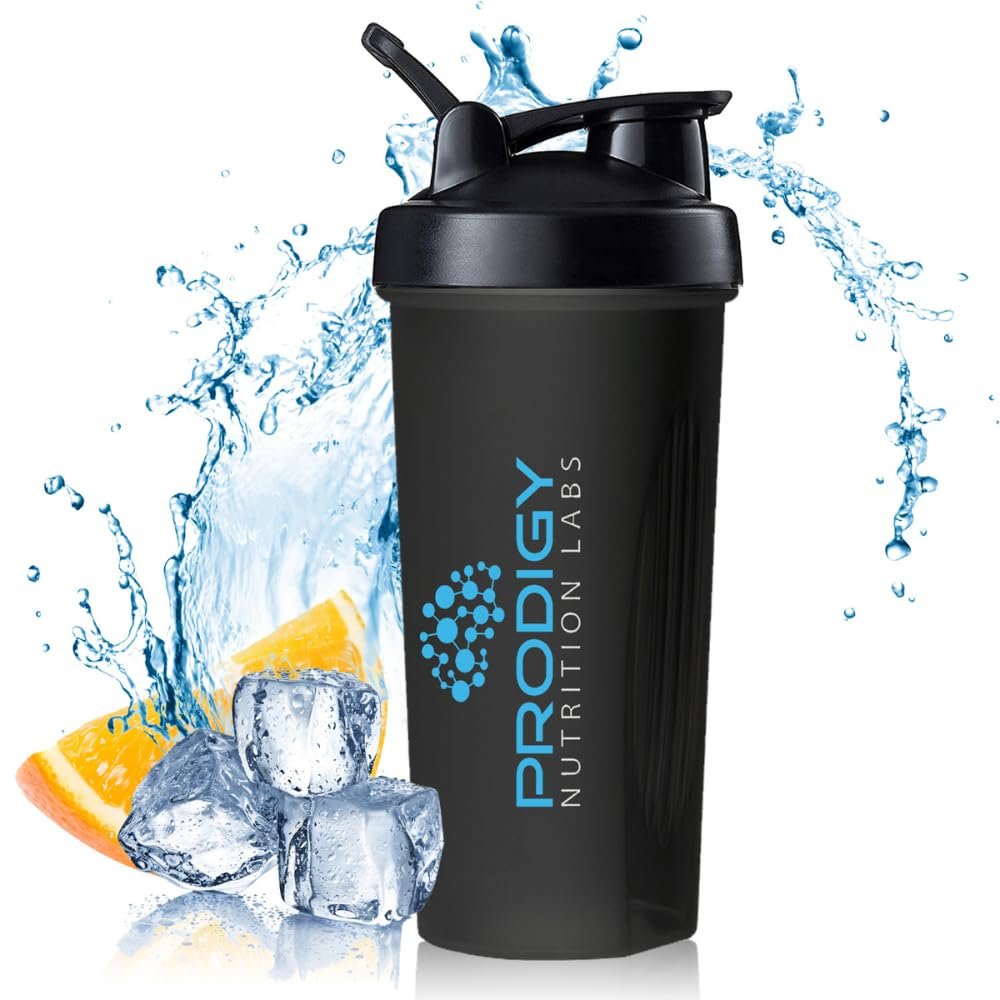 Protein Shaker 20oz Large Shaker Bottle Perfect for Workout Supplements, Protein powder, Sports drinks, BCAA'S, Meal Replacement, BPA Free, for Fitness Enthusiasts Athletes - Black