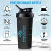 Protein Shaker 20oz Large Shaker Bottle Perfect for Workout Supplements, Protein powder, Sports drinks, BCAA'S, Meal Replacement, BPA Free, for Fitness Enthusiasts Athletes - Black view 2