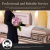 Overnight Caskets Silver Rose Metal Funeral Casket with Pink Velvet Interior - Premium 18-Gauge Steel - Fully Appointed Adult Casket - Coffin Featuring a Velvet Interior Lining w/Pillow & Throw Set view 4