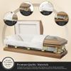 Overnight Caskets The Pieta Metal Funeral Casket with Rosetan Velvet Interior - 18 Gauge Steel - Fully Appointed Adult Casket - Coffin Featuring Velvet Interior Lining with Pillow and Throw Set view 2