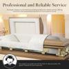 Overnight Caskets The Pieta Metal Funeral Casket with Rosetan Velvet Interior - 18 Gauge Steel - Fully Appointed Adult Casket - Coffin Featuring Velvet Interior Lining with Pillow and Throw Set view 4