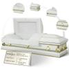 Overnight Caskets Spartan Collection Funeral Casket White with White Interior - 20 Gauge Steel - Fully Appointed Adult Casket - Coffin Featuring a Crepe Interior Lining with Pillow and Throw Set view 1