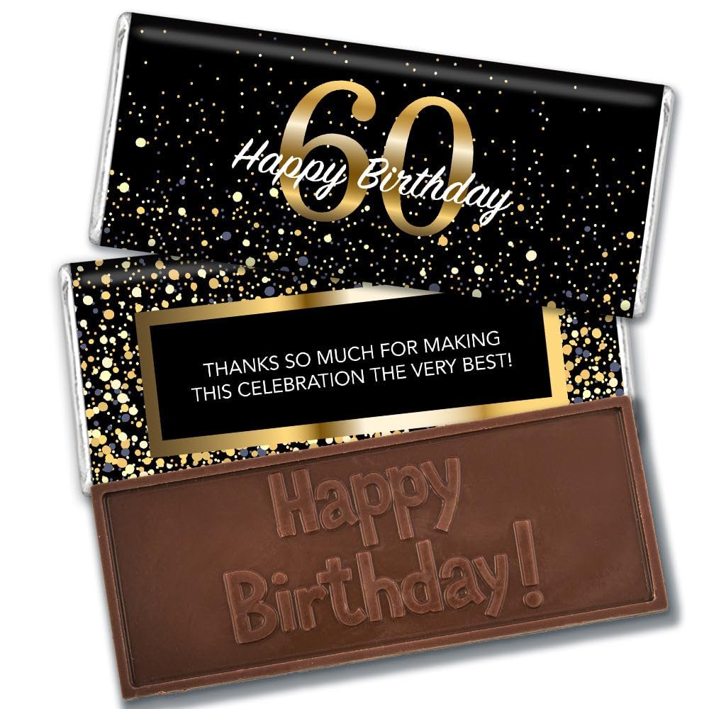 36 Pcs 60th Birthday Candy Party Favors in Bulk Wrapped Belgian Chocolate Bars