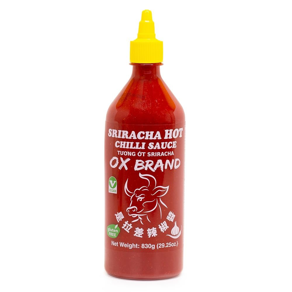 [MISHIMA] OX Brand Sriracha Hot Chili Sauce | Authentic Thai Flavor | Gluten-Free | Vegan | Halal-Certified | Spicy Culinary Delight (29.25oz x 1 Bottle)