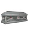 Overnight Caskets Veterans Metal Funeral Casket Silver with White Crepe Interior - Premium 18-Gauge Steel - Fully Appointed Adult Casket - Coffin Featuring Velvet Interior Lining w/Pillow & Throw Set view 2