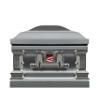 Overnight Caskets Veterans Metal Funeral Casket Silver with White Crepe Interior - Premium 18-Gauge Steel - Fully Appointed Adult Casket - Coffin Featuring Velvet Interior Lining w/Pillow & Throw Set view 3