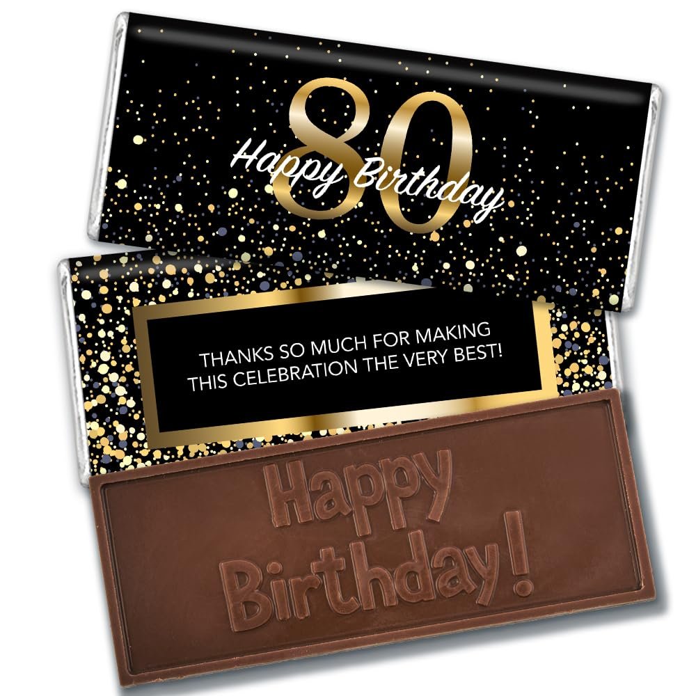 12 Pcs 80th Birthday Candy Party Favors in Bulk Wrapped Belgian Chocolate Bars