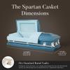 Overnight Caskets Spartan Collection Funeral Casket Blue with Light Blue Interior - 20 Gauge Steel - Fully Appointed Adult Casket - Coffin Featuring a Crepe Interior Lining with Pillow and Throw Set view 3