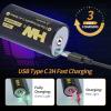 HW Rechargeable D Batteries 4 Pack, 7500mWh Long Lasting Lithium D Cell Batteries, 4 in 1 USB-C Charge Cable Fast Charger, Over 1000 Cycles Lithium Batteries Size D for Flashlight,Camping Light view 2