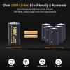 HW Rechargeable D Batteries 4 Pack, 7500mWh Long Lasting Lithium D Cell Batteries, 4 in 1 USB-C Charge Cable Fast Charger, Over 1000 Cycles Lithium Batteries Size D for Flashlight,Camping Light view 4