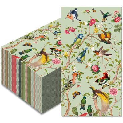 100 Pcs Disposable Hand Towel, Vintage Floral Bird Paper Napkins Watercolor Guest Napkins Wild Flower Bird Decorative Paper Guest for Bathroom Birthday Party Baby Shower (Vintage Floral Bird)