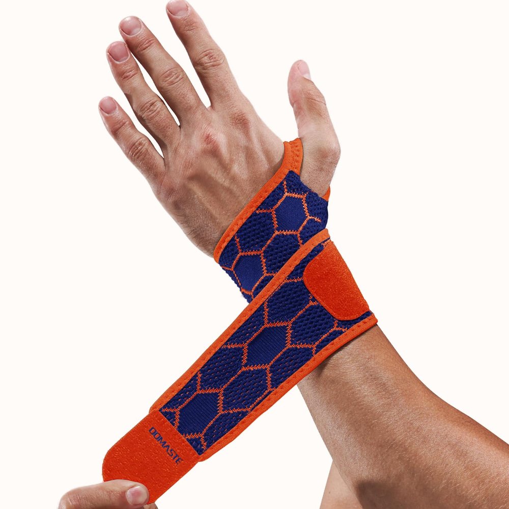 Domaste Sport Slim Wrist Wrap - Wrist Brace for Carpal Tunnel Relief, Neoprene-Free Compression Wrist Support for Workout, Adjustable Wrist Guards Fit Right Left Hand (Cobalt Bule, Pack of 1)