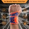 Domaste Sport Slim Wrist Wrap - Wrist Brace for Carpal Tunnel Relief, Neoprene-Free Compression Wrist Support for Workout, Adjustable Wrist Guards Fit Right Left Hand (Cobalt Bule, Pack of 1) view 3