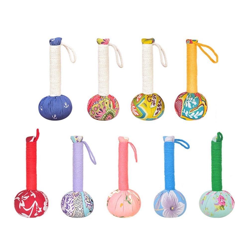 7 Inch Manual Ball Massage, Handheld Body Massage Tools, Natural Wormwood Meridian Stick, Massage Stick for Body Legs Arms Back Knock (2 Pieces Style Random)