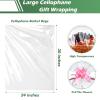 200 Packs Large Cellophane Bags 24" x 30" Clear Cellophane Gift Basket Wraps Extra-large 2.3 Mil Thick Transparent Plastic Wrap Bags for Fruit Basket, Gift Wrap, Treats, Arts and Crafts, 200ct Ribbon Bows view 2