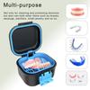 BVN Leak-Proof Denture Case, Denture Cup for Soaking Dentures, Retainer Cleaning Case Black and Bule Dent view 2