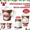 200 Pcs Christmas Disposable Paper Cups with Handle 8 oz Buffalo Plaid Christmas Disposable Coffee Cocoa Hot Chocolate Cups Drinkware Beverage Tea for Xmas Party Hot Chocolate Supplies Decoration view 3