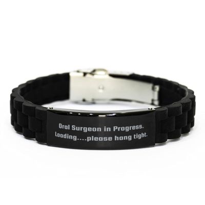 Cool Oral surgeon Gifts, Oral Surgeon in Progress..., Birthday Gifts, Black Glidelock Clasp Bracelet For Oral surgeon from Boss, Toothbrush, Dental floss, Toothpaste, Mouthwash, Teeth whitening kit,